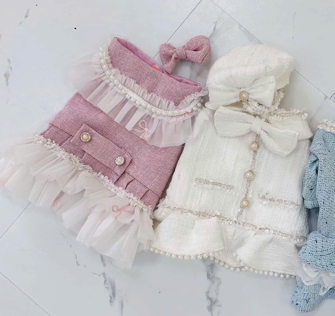 Rosé Pearl Tweed Dress